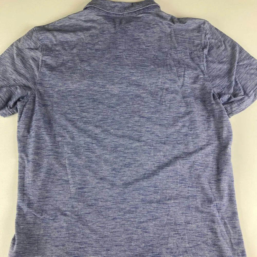 Banana Republic Polo Shirt Mens Large Blue Slub Knit Short Sleeve Pocket